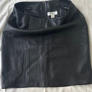 Petite Sophisticate Black Leather Skirt